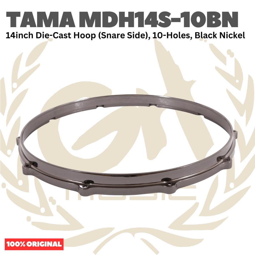 TAMA MDH14S 14inch Die-Cast Hoop (Snare Side), 8 & 10 Holes, Black Nickel - Ring Snare Drum Original Asli