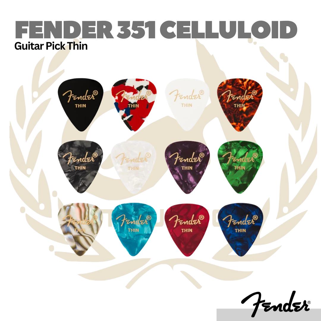 Fender 351 Celluloid Medley Guitar Pick, 12-Pack, Thin - Pick Gitar Bass