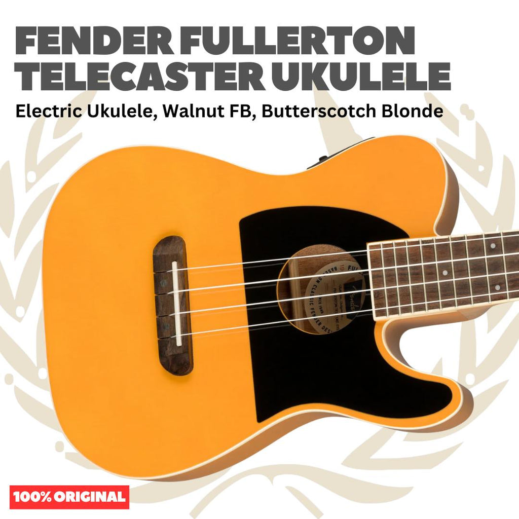 Fender Fullerton Telecaster Ukulele - Ukulele Elektrik Body Telecaster Mini 4-Senar With Preamp Original Asli