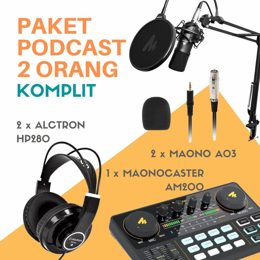 PAKET PODCAST 2 ORANG KOMPLIT MAONO AM200, A03T PLUS HEADPHONE