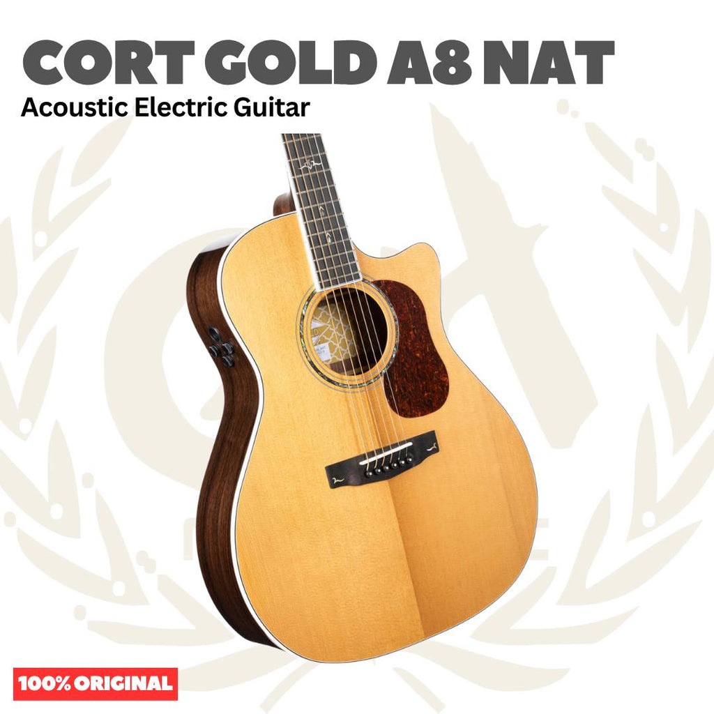 Cort GOLD A8 NAT Acoustic Electric Guitar w/Case - Gitar Akustik Elektrik
