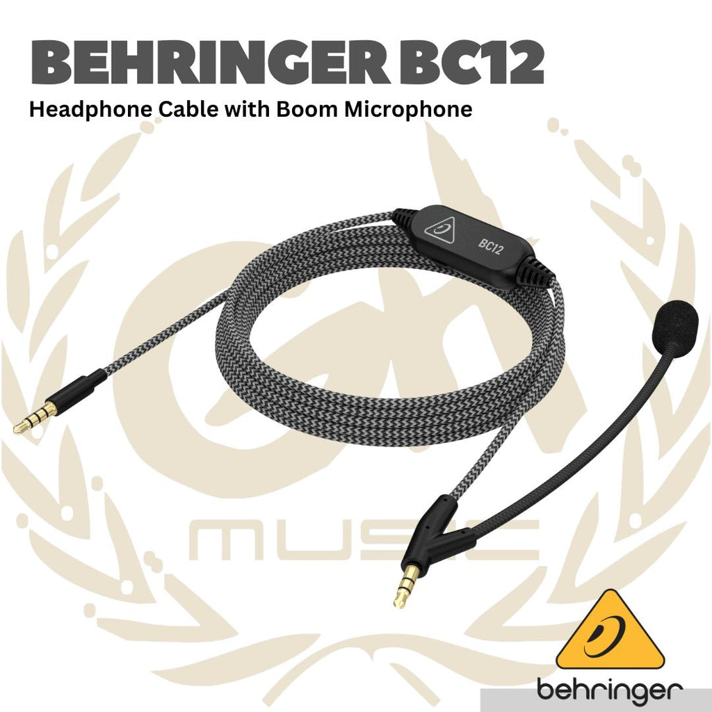 Behringer BC12 Premium Headphone Cable with Boom Microphone and In-Line Control