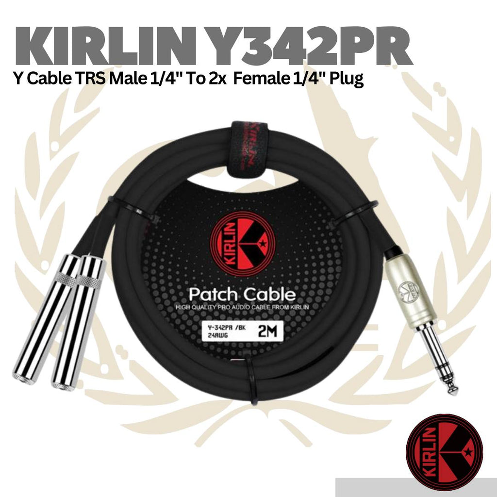 Kirlin Y342PR Y Cable TRS Male 1/4" To 2x Female 1/4" Plug
