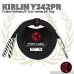 Kirlin Y342PR Y Cable TRS Male 1/4" To 2x Female 1/4" Plug