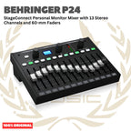 Behringer P24 StageConnect Personal Monitor Mixer with 13 Stereo Channels and 60-mm Faders - Mixer Monitor P 24