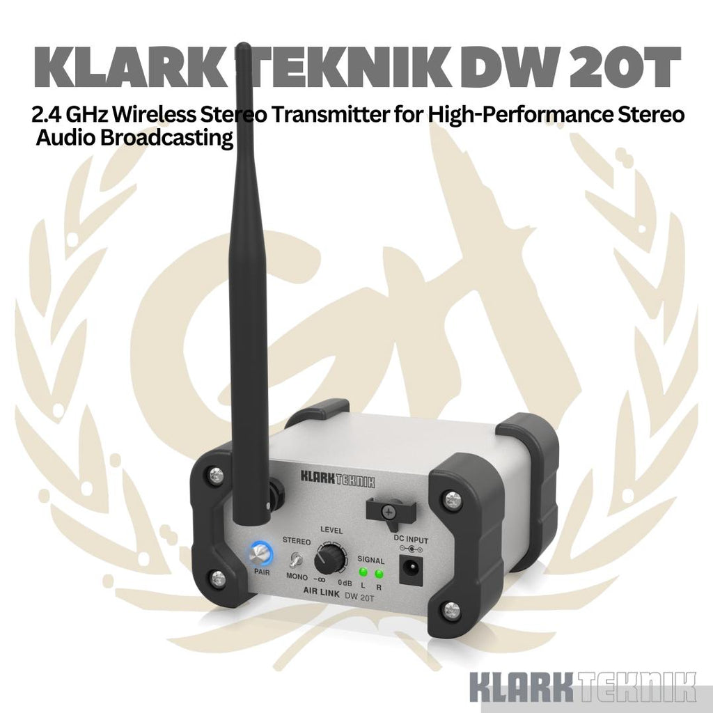 Klark Teknik DW 20T 2.4 Ghz Wireless Stereo Transmitter Audio Broadcasting