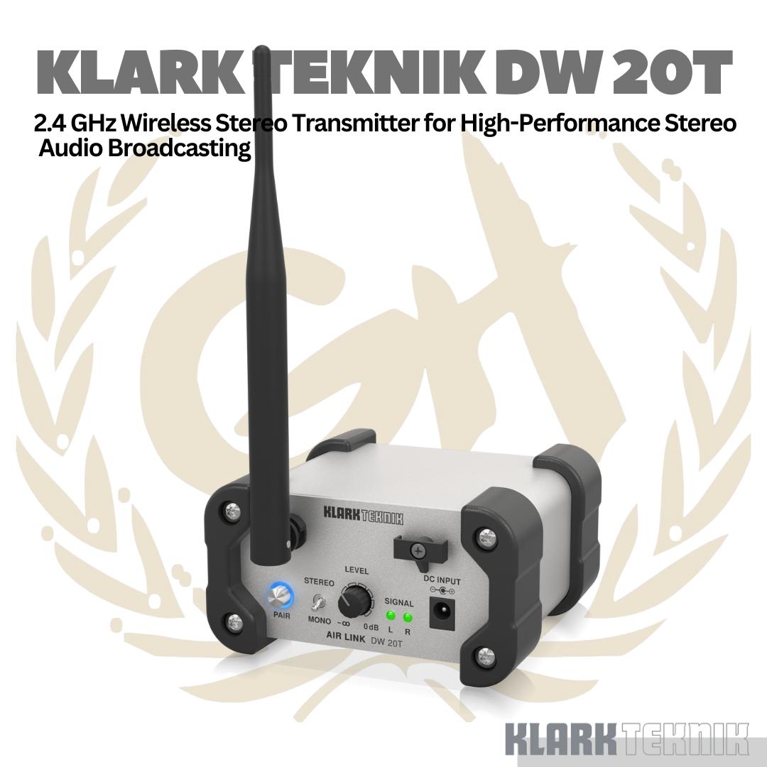 Klark Teknik DW 20T 2.4 Ghz Wireless Stereo Transmitter Audio Broadcasting