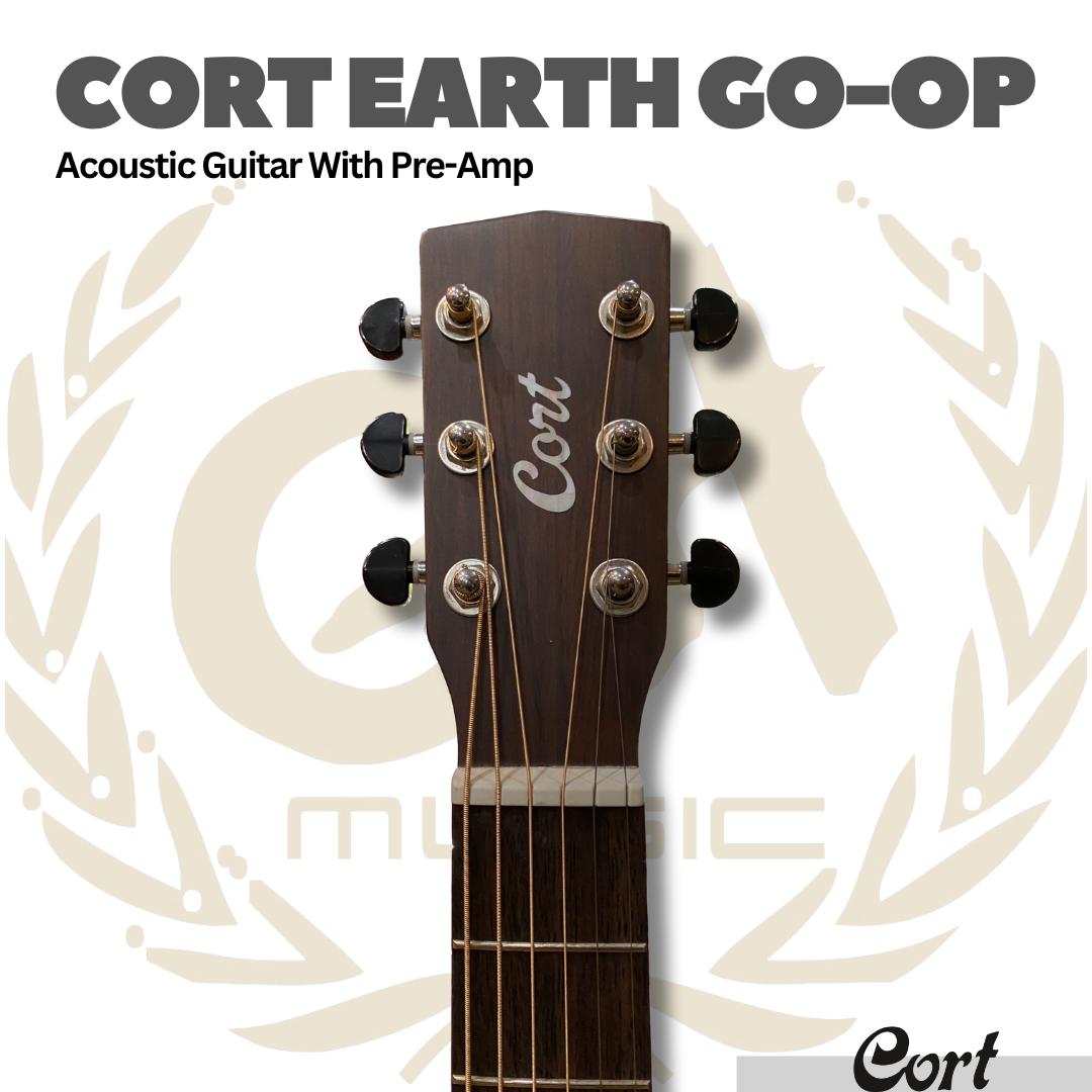 Cort Earth GO Acoustic Electric Guitar with Pre-Amp - Gitar Transkustik TransAcoustic Akustik Elektrik Earth-Go PreAmp Original Asli