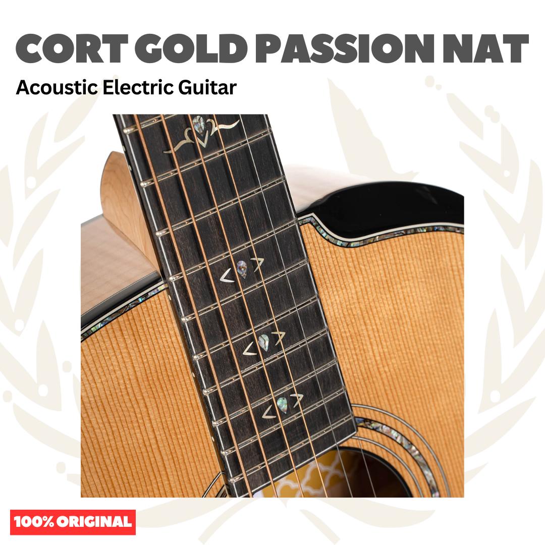 Cort Gold Passion Acoustic Electric Guitar w/Case, Natural - Gitar Akustik Elektrik