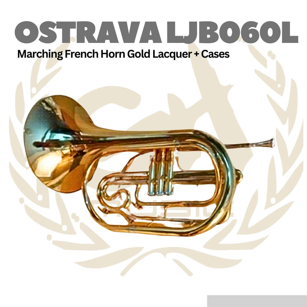 Ostrava LJB060L Marching French Horn Gold Lacquer + Cases - LJB-060L
