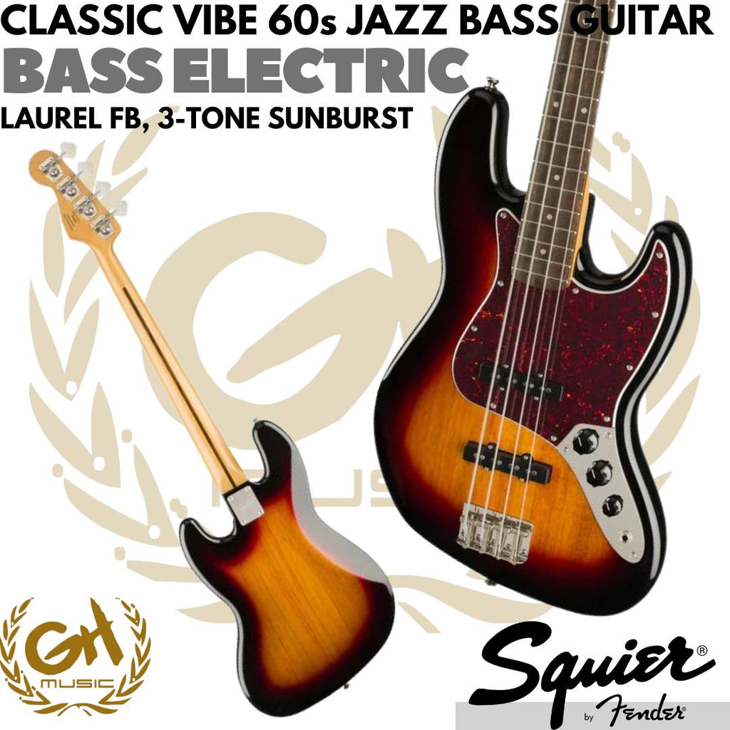 Squier Classic Vibe 60s Jazz Bass Guitar, Laurel FB - Gitar Bass Listrik