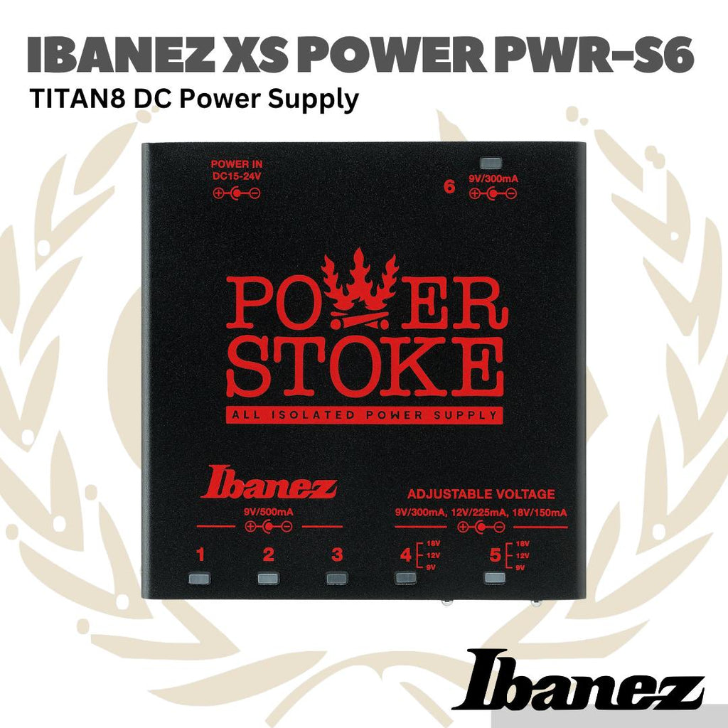 Ibanez XS Power PWR-S6 TITAN8 DC Power Supply - PWR S6 Adaptor Efek Gitar Pedal 9V/500mA PWRS6 TITAN-8