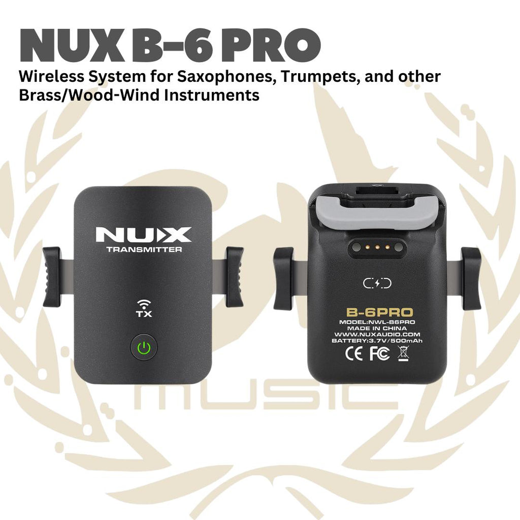 NUX B-6 PRO Wireless System for Saxophones, Trumpets, and other Brass/Wood-Wind Instruments - Mic Wireless NUX B6 PRO untuk Alat Musik Tiup