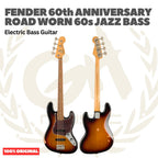 Fender 60th Anniversary Road Worn 60s Jazz Bass Guitar, 3-Colour Sunburst - Bass Listrik Elektrik
