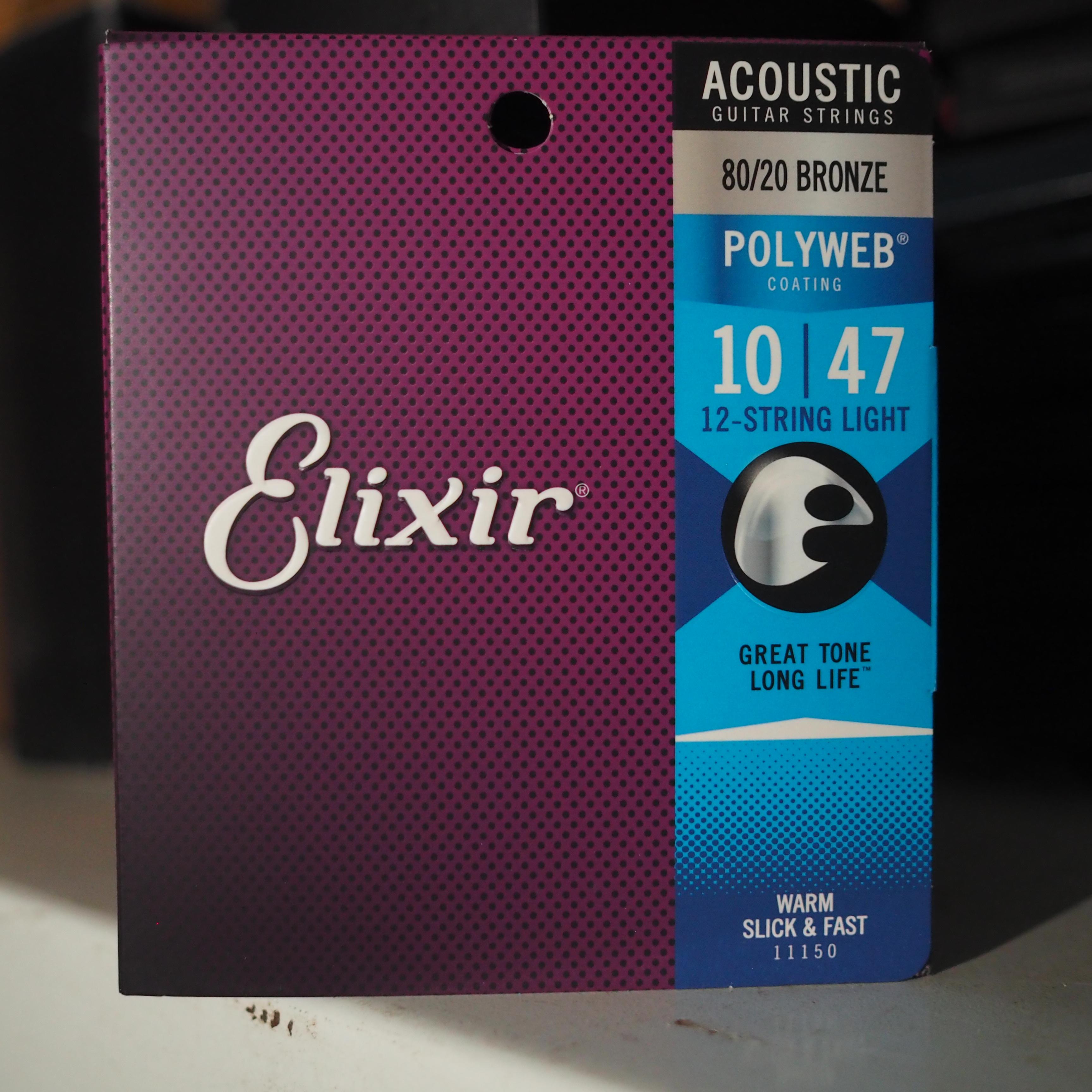 Elixir 11150 10-47 Polyweb Light 80/20 Bronze 12-String Acoustic Guitar Strings