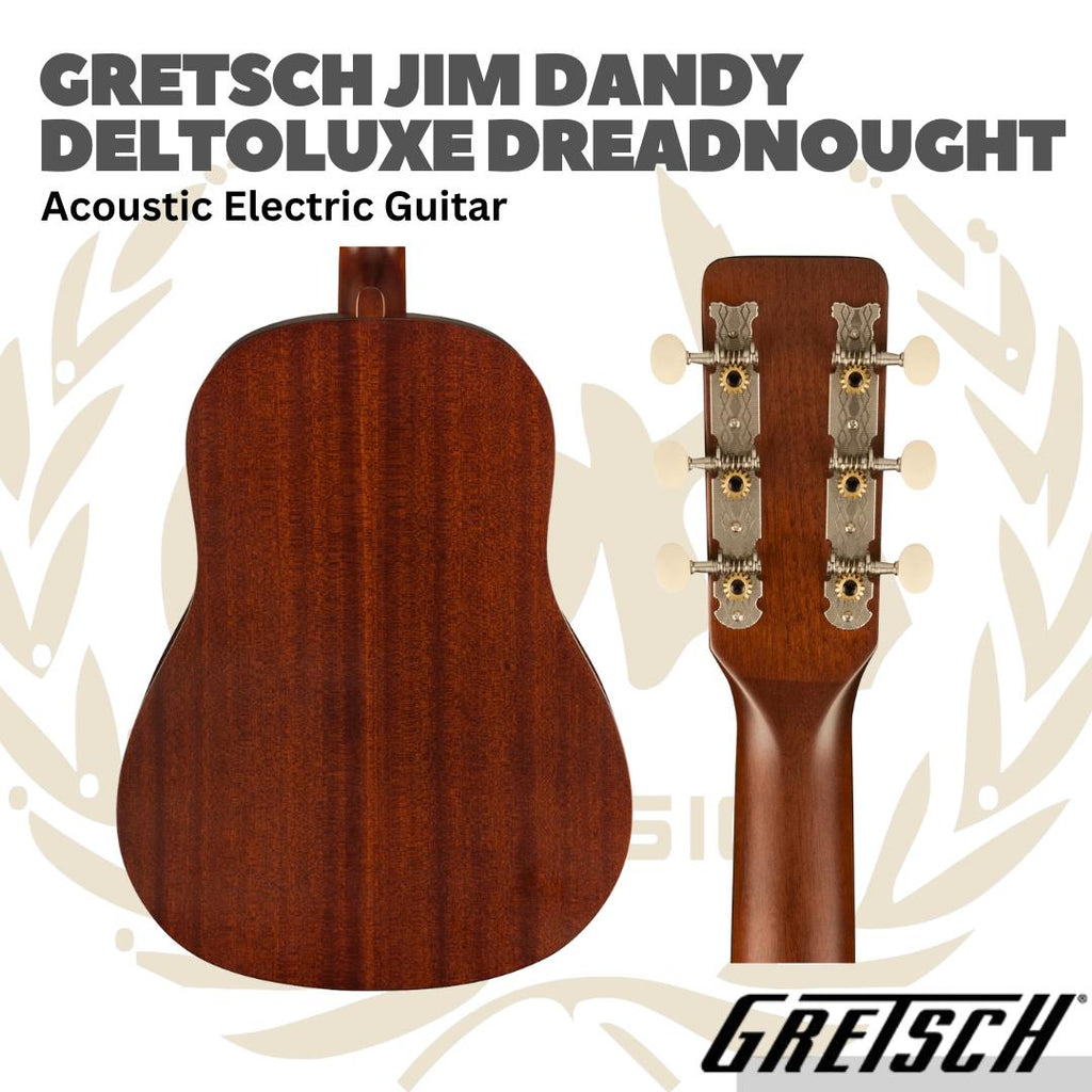 Gretsch Jim Dandy Deltoluxe Dreadnought Acoustic-Electric Guitar - Gitar Akustik Elektrik dengan Pickup