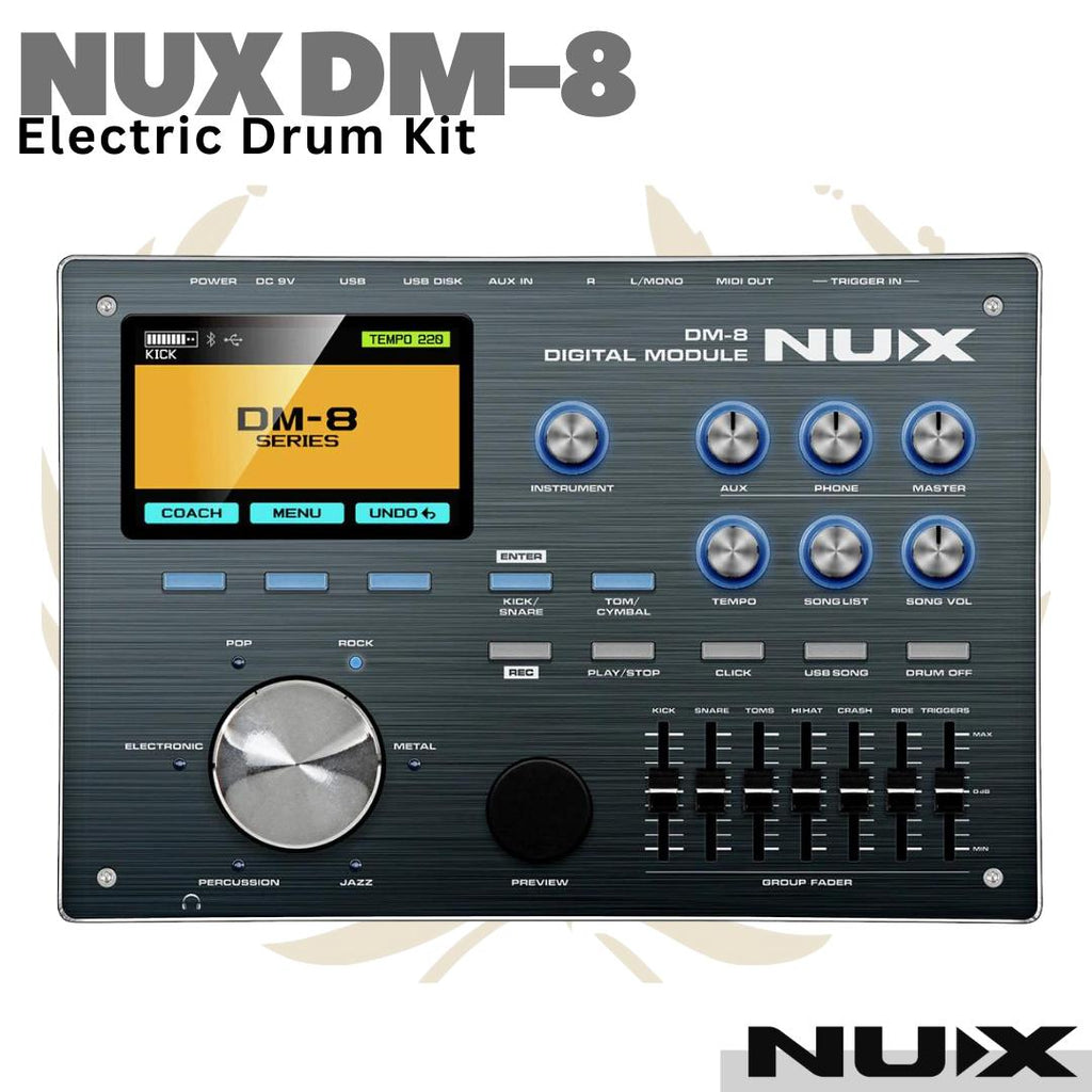 NUX DM-8 Electric Drum Kit Digital Asli dengan Remo Mesh Heads & 9-Piece Lengkap | Drum Elektrik DM8 Original