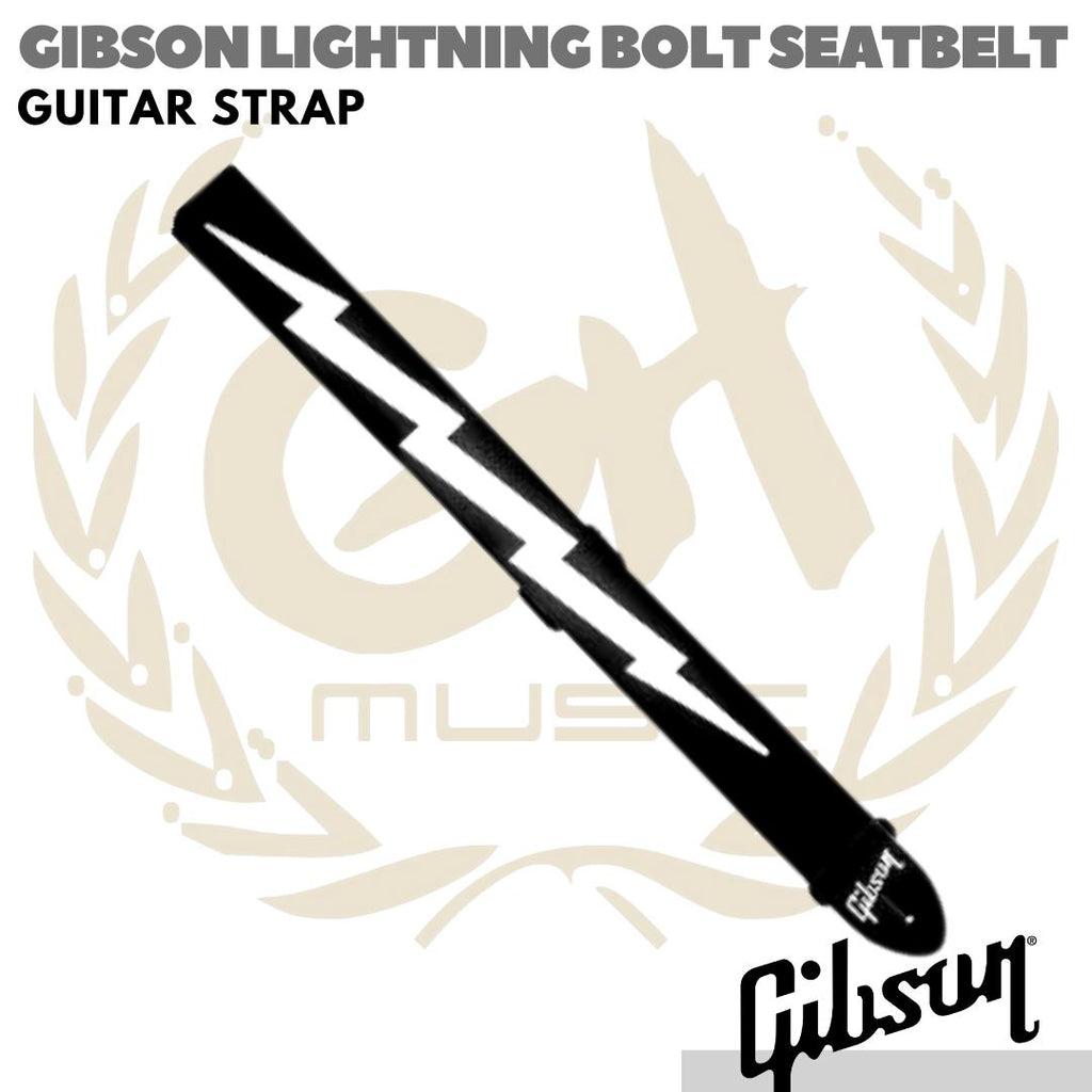 GIBSON LIGHTNING BOLT SEATBELT Guitar Strap | Tali Gitar ASGSBL