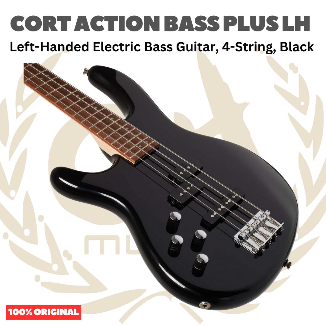 Cort Action Bass Plus LH-BK Left-Handed Electric Guitar Bass 4-String, Black - Gitar Bass Kidal Elektrik Original Asli
