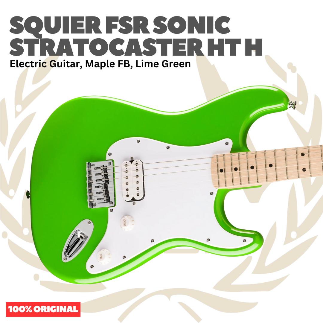 Squier FSR Sonic Stratocaster HT H Electric Guitar, Maple FB, Lime Green - Gitar Listrik Elektrik Original Asli