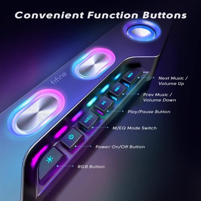 FIFINE A16 Computer Speaker, Bluetooth Wireless Gaming RGB Desktop