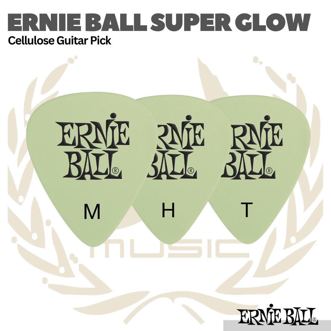Ernie Ball Super Glow Cellulose Guitar Picks, 12-Pack- Pik Gitar Bass