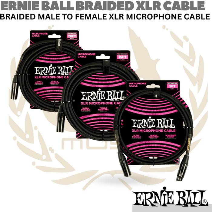 ERNIE BALL Braided XLR Male to Female Microphone Cable | Kabel Mic XLR