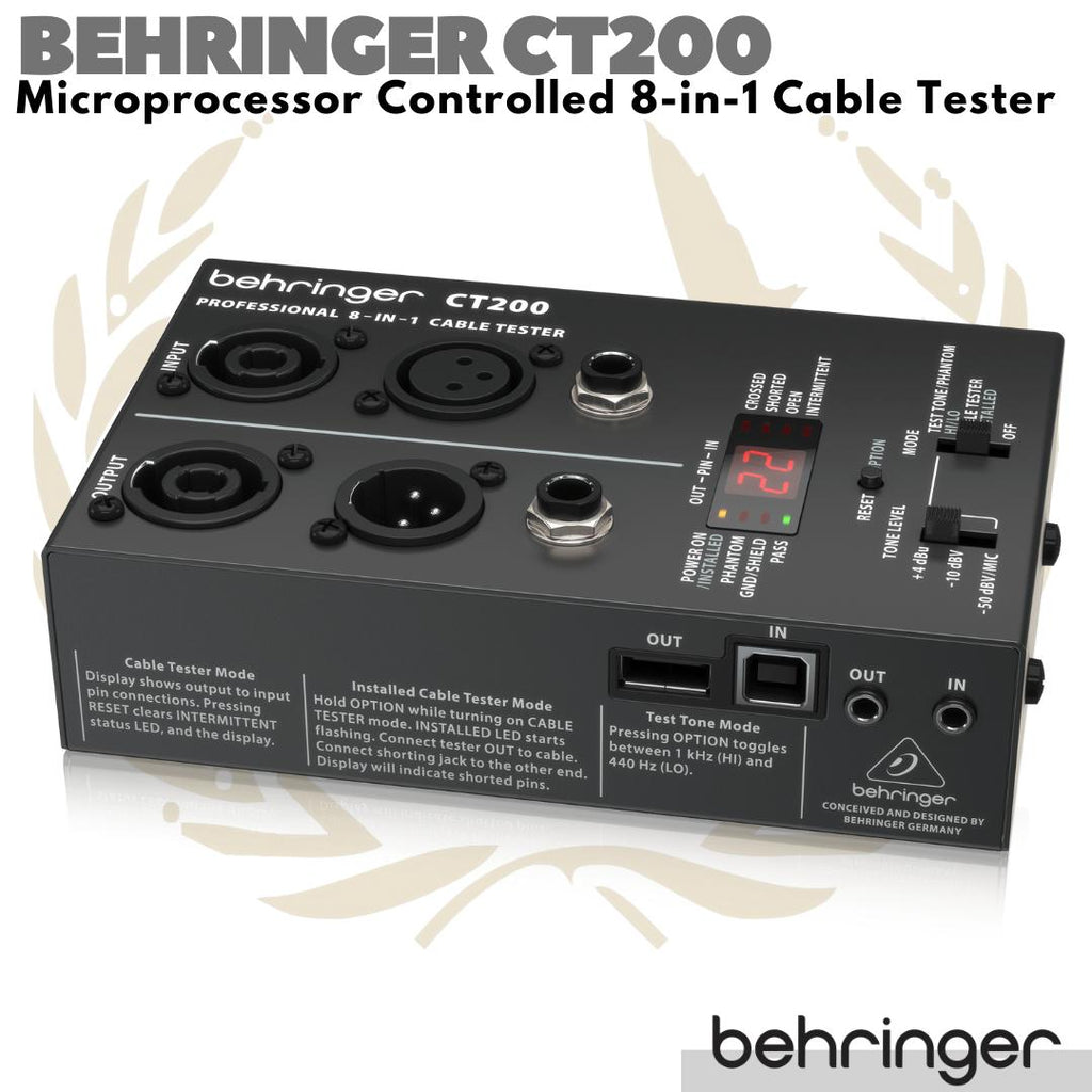 BEHRINGER CT200 Microprocessor Controlled 8 in 1 Cable Tester