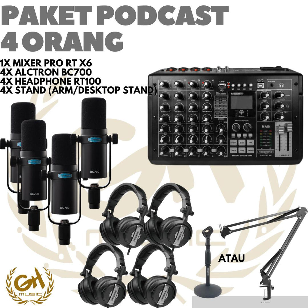 PAKET PODCAST 4 ORANG ALCTRON BC700 + RTX6 PRO + HEADPHONE