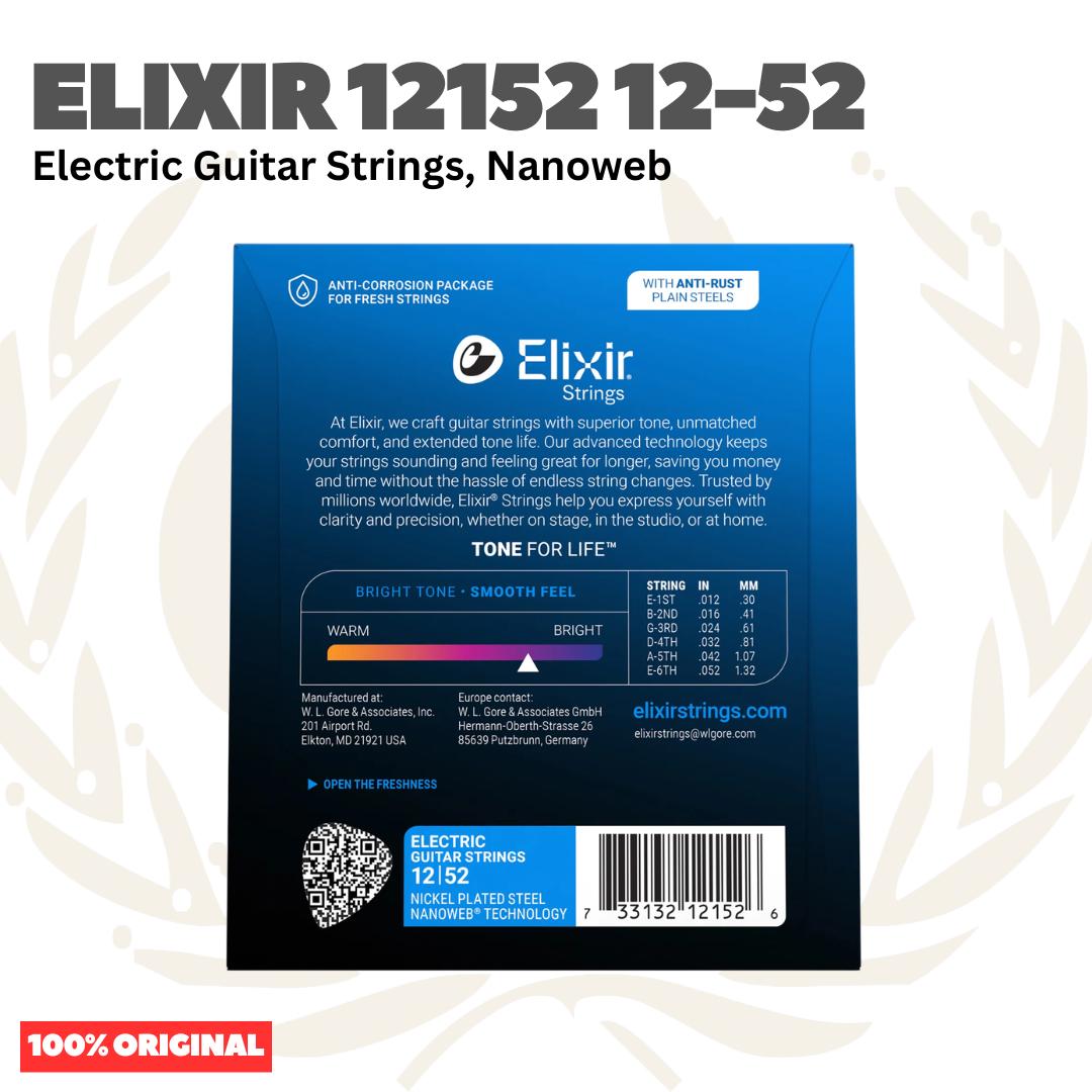 Elixir 12152 Nanoweb Heavy Electric Guitar Strings 12-52 - Senar Gitar Listrik
