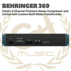 Behringer 369 Classic 2-Channel Precision Stereo Compressor and Limiter with Custom-Built Midas Transformers - Compressor & Limiter Stereo untuk Mic