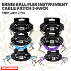 Ernie Ball Flex Instrument Patch Cable, 3, 6 & 12 Inch, 3-Pack - Kabel Patch TS isi 3