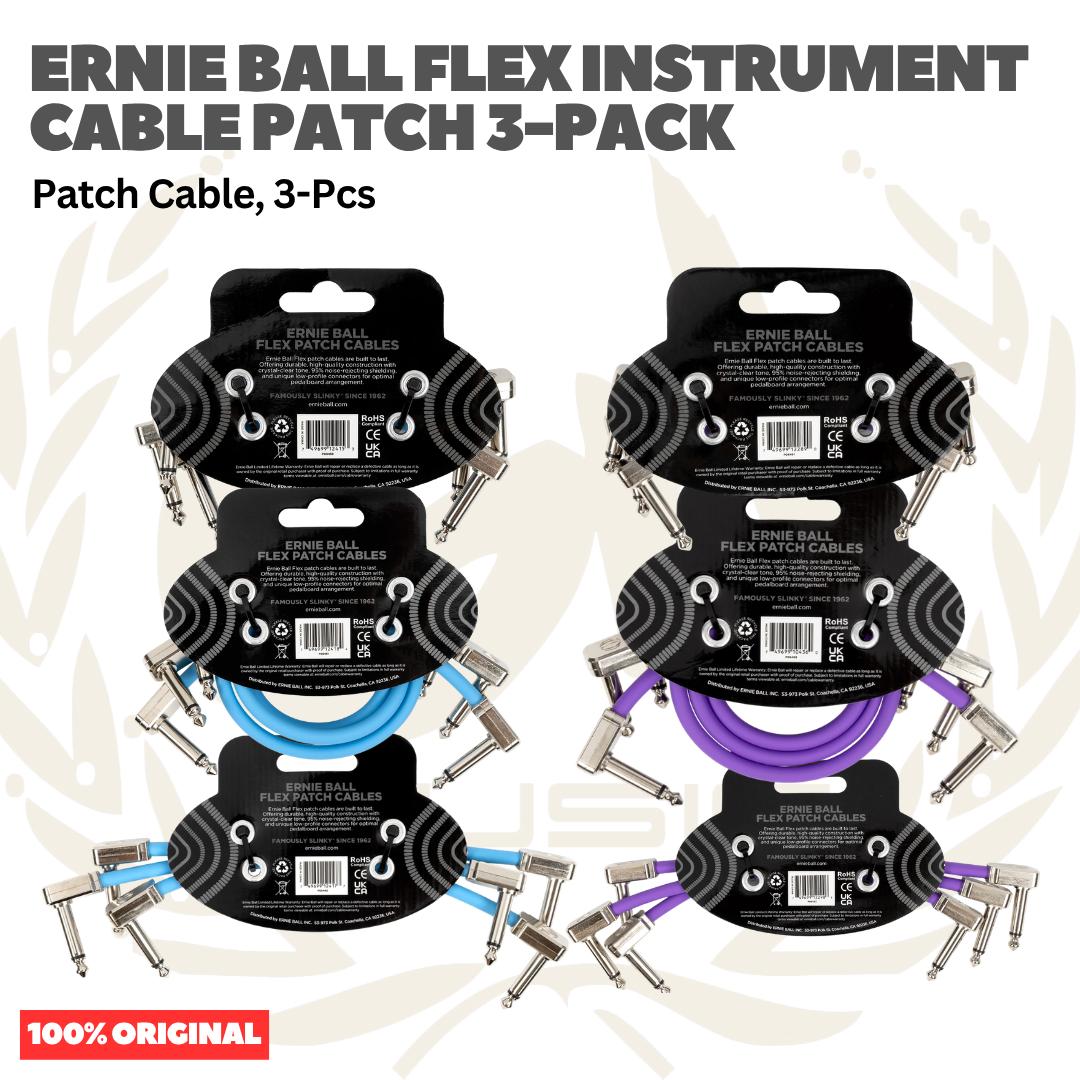 Ernie Ball Flex Instrument Patch Cable, 3, 6 & 12 Inch, 3-Pack - Kabel Patch TS isi 3