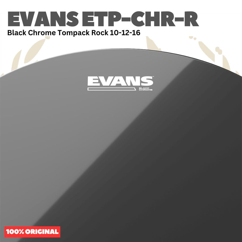 EVANS ETP-CHR-R Black Chrome Tom Drumhead Rock Tom Pack (10", 12", 16") - Membran Tom Drum Tompack Head Membran Original Asli