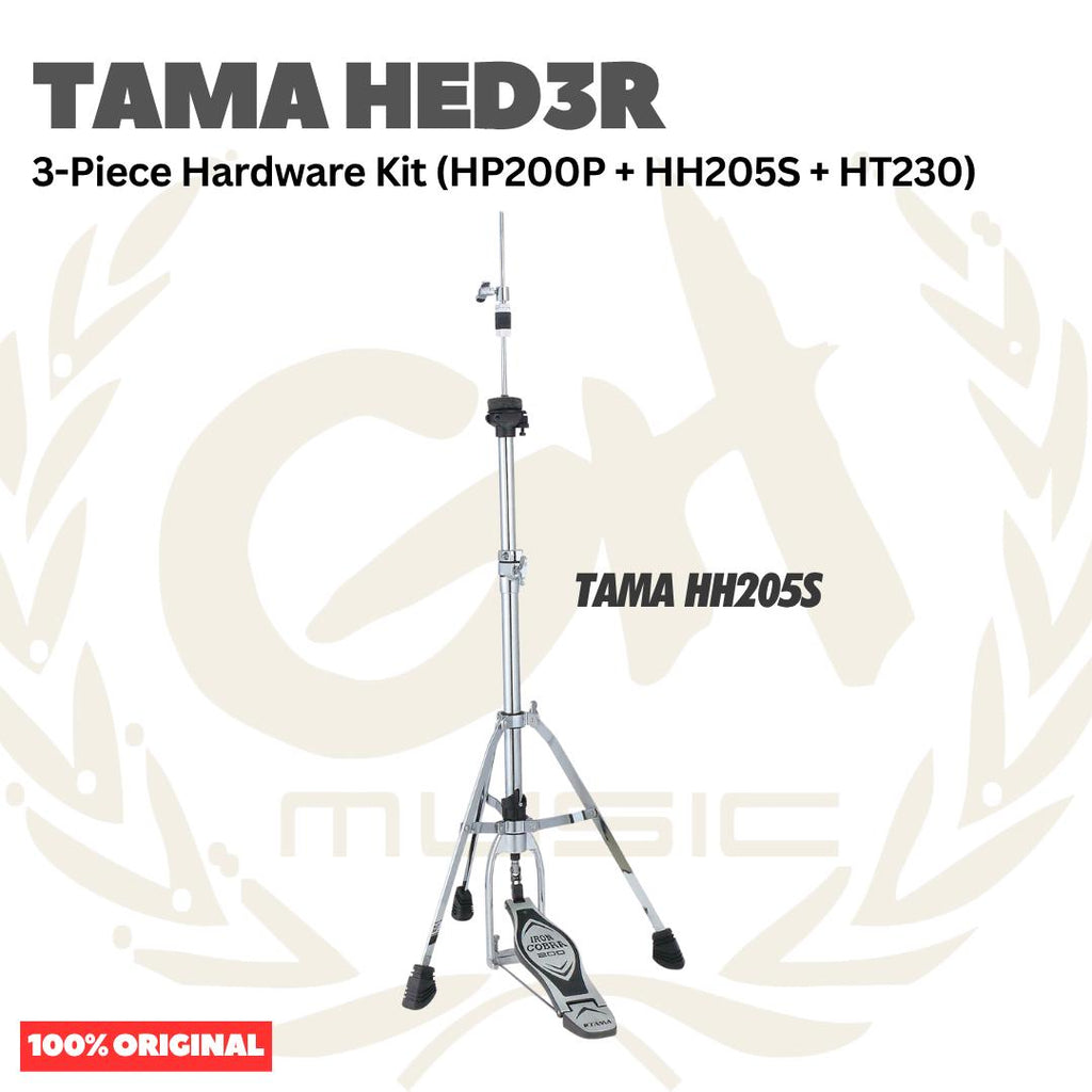TAMA HED3R 3-Piece Hardware Kit (HP200P + HH205S + HT230) - Bundel Set 3in1 Hard ware Stand Hi-hat + Kick Pedal + Bangku Kursi Drum