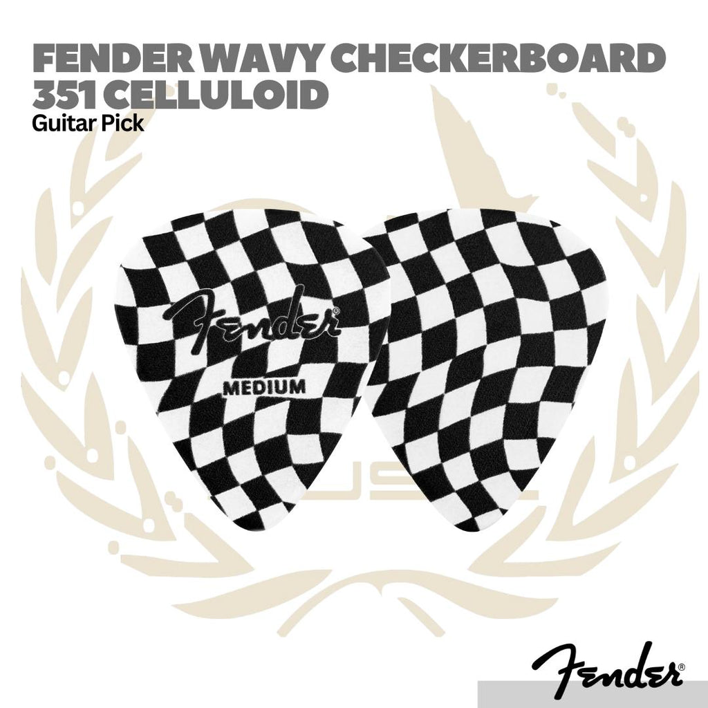 Fender Wavy Checkerboard 351 Celluloid Guitar Picks, 8-Pack - Pick Gitar Bass