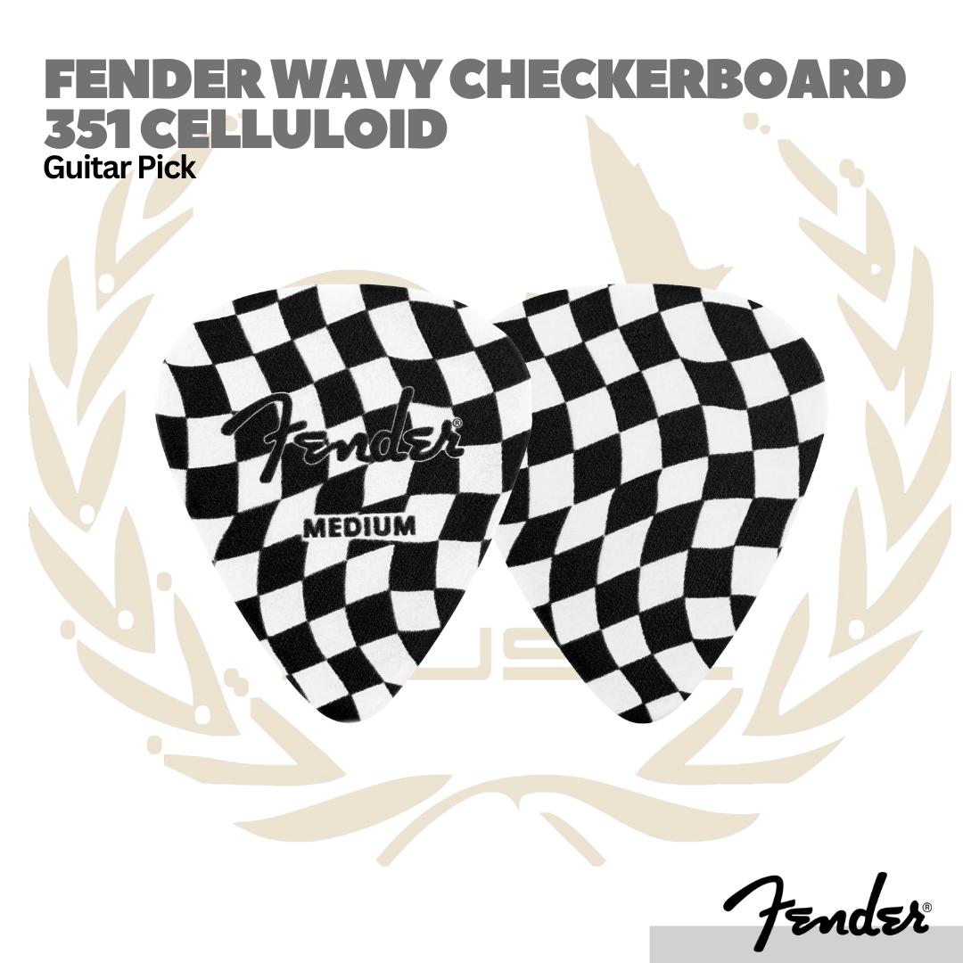 Fender Wavy Checkerboard 351 Celluloid Guitar Picks, 8-Pack - Pick Gitar Bass