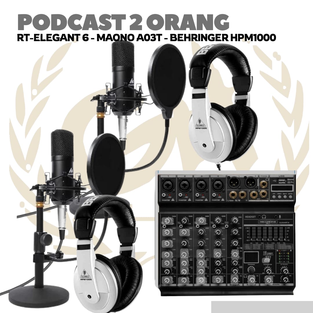 PAKET PODCAST 2 ORANG MURAH BERKUALITAS MAONO A03T / PM360 + RT ELEGANT 6