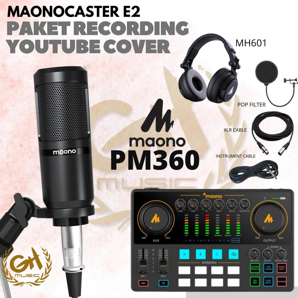 PAKET AME2 RECORDING COVER LAGU STREAMING MAONOCASTER E2 + MIC MAONO | Sound card AM-E2