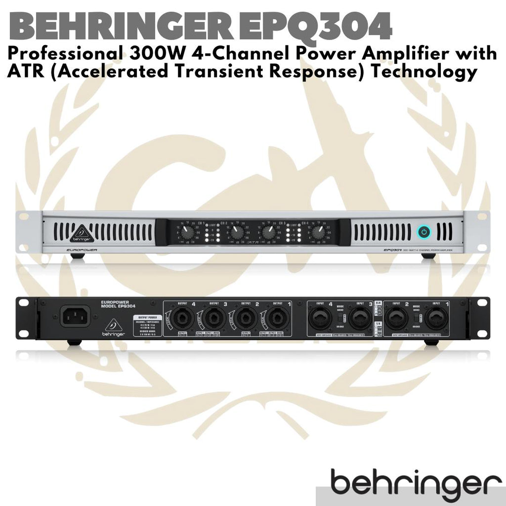 BEHRINGER EUROPOWER EPQ304 300W 4 Channel Power Amplifier with ATR