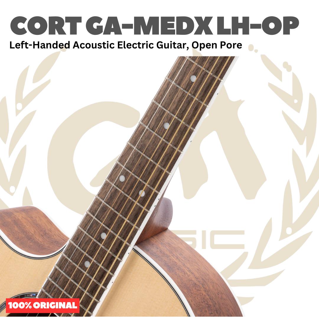 Cort GA-MEDX LH-OP Left-Handed Acoustic Electric Guitar, Open Pore - Gitar Kidal Akustik Elektrik Original Asli