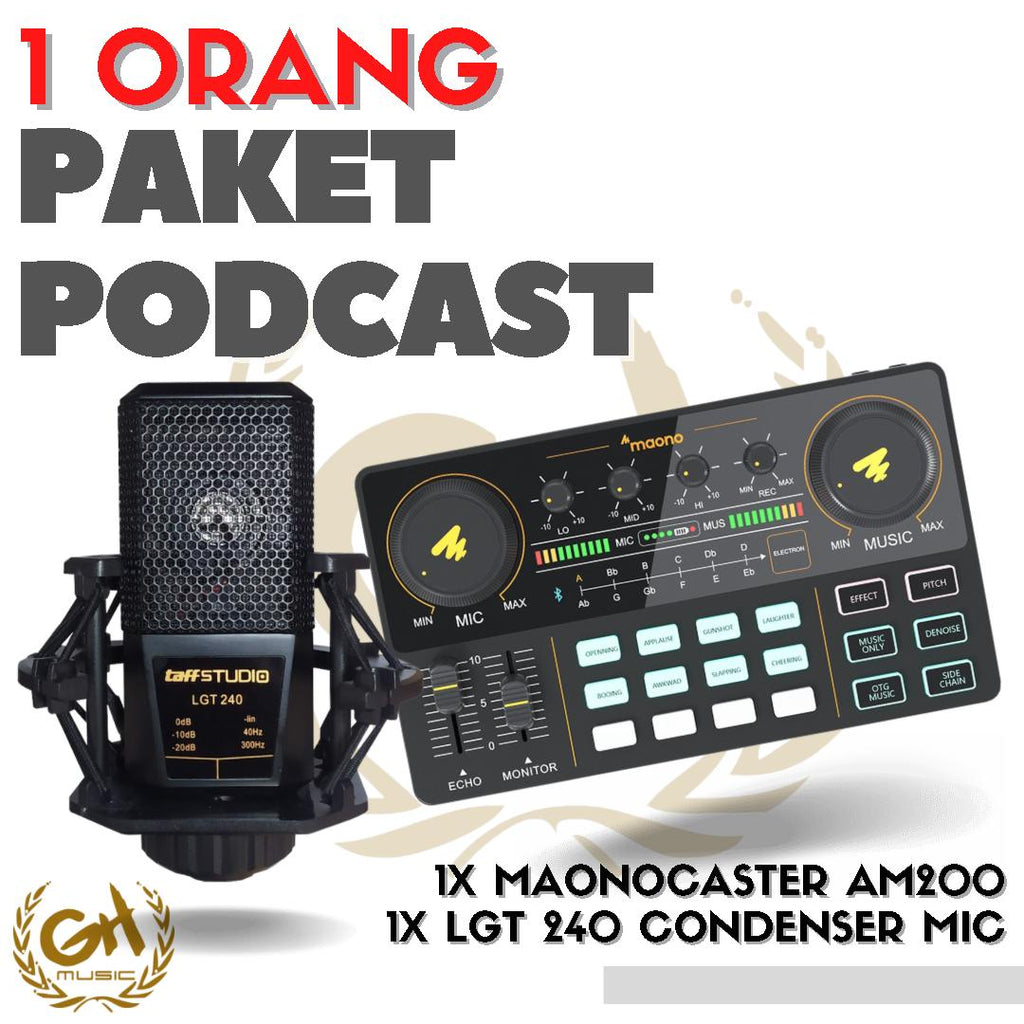 Paket Podcast Recording 1 Orang Maonocaster Maono AM200 + Mic LGT240