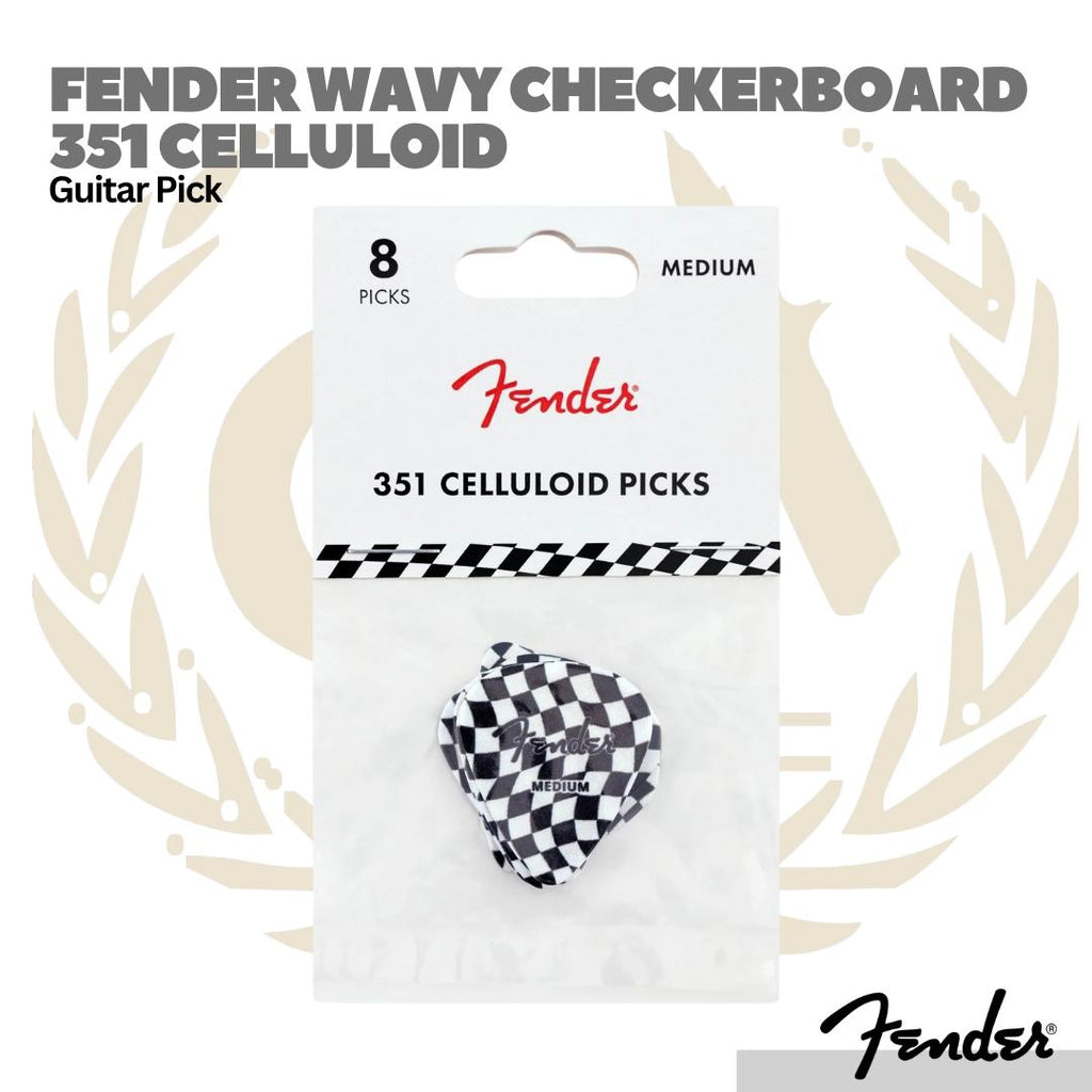 Fender Wavy Checkerboard 351 Celluloid Guitar Picks, 8-Pack - Pick Gitar Bass