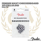 Fender Wavy Checkerboard 351 Celluloid Guitar Picks, 8-Pack - Pick Gitar Bass