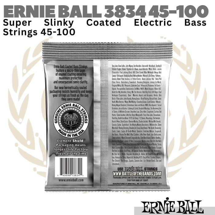 ERNIE BALL 3834 Super Slinky Coated Electric Bass Strings 45-100