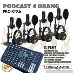 RECORDING TECH PRO RTX6 PLUS MAONO A03T, PAKET PODCAST 4 ORANG KOMPLIT