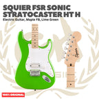 Squier FSR Sonic Stratocaster HT H Electric Guitar, Maple FB, Lime Green - Gitar Listrik Elektrik Original Asli