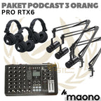 RECORDING TECH PRO RTX6 PLUS MAONO PD100, PAKET PODCAST 3 ORANG