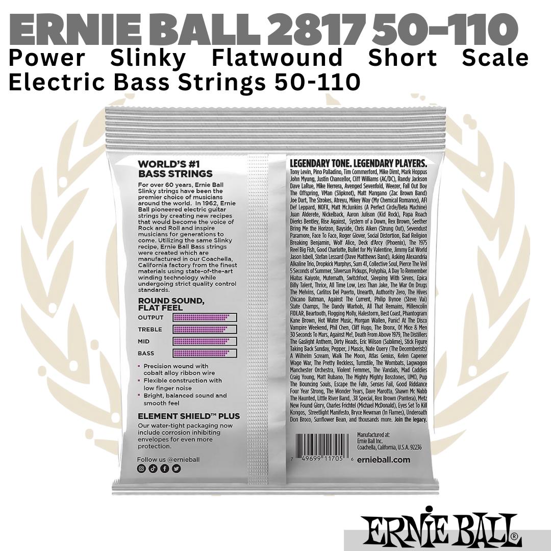 Ernie Ball 2817 Power Slinky Flatwound Short Scale Bass String 50-110