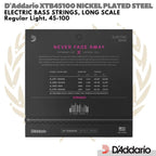 D'Addario XTB45100 XT Long Scale Bass Guitar Strings | Senar 45 100